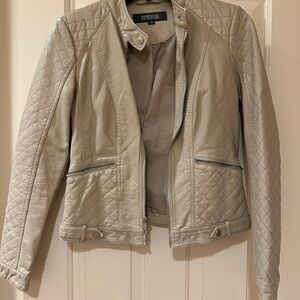 Kenneth Cole Reaction Quilted Leather Jacket - Cream